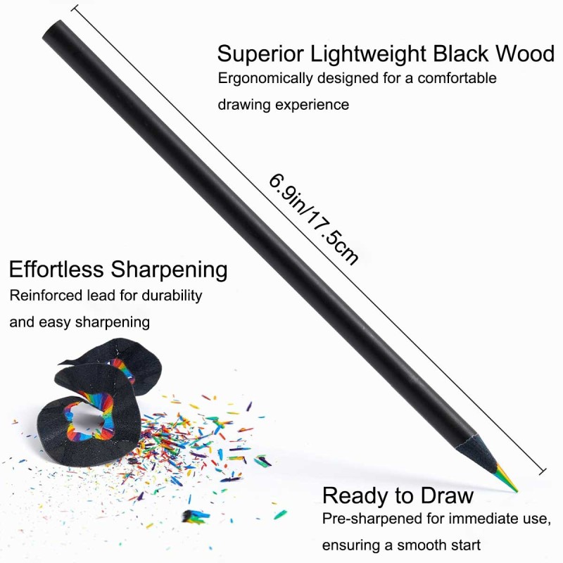 ARTEXA Rainbow Pencils,Vibrant 12-Hue Rainbow Pencils - Multicolored Drawing  Tools for Artists, Ideal for Adult